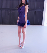 Load image into Gallery viewer, Denim Ostrich Dress