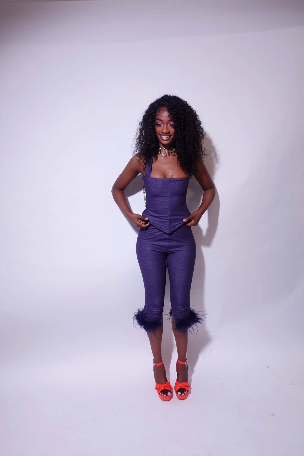Denim Ostrich Set