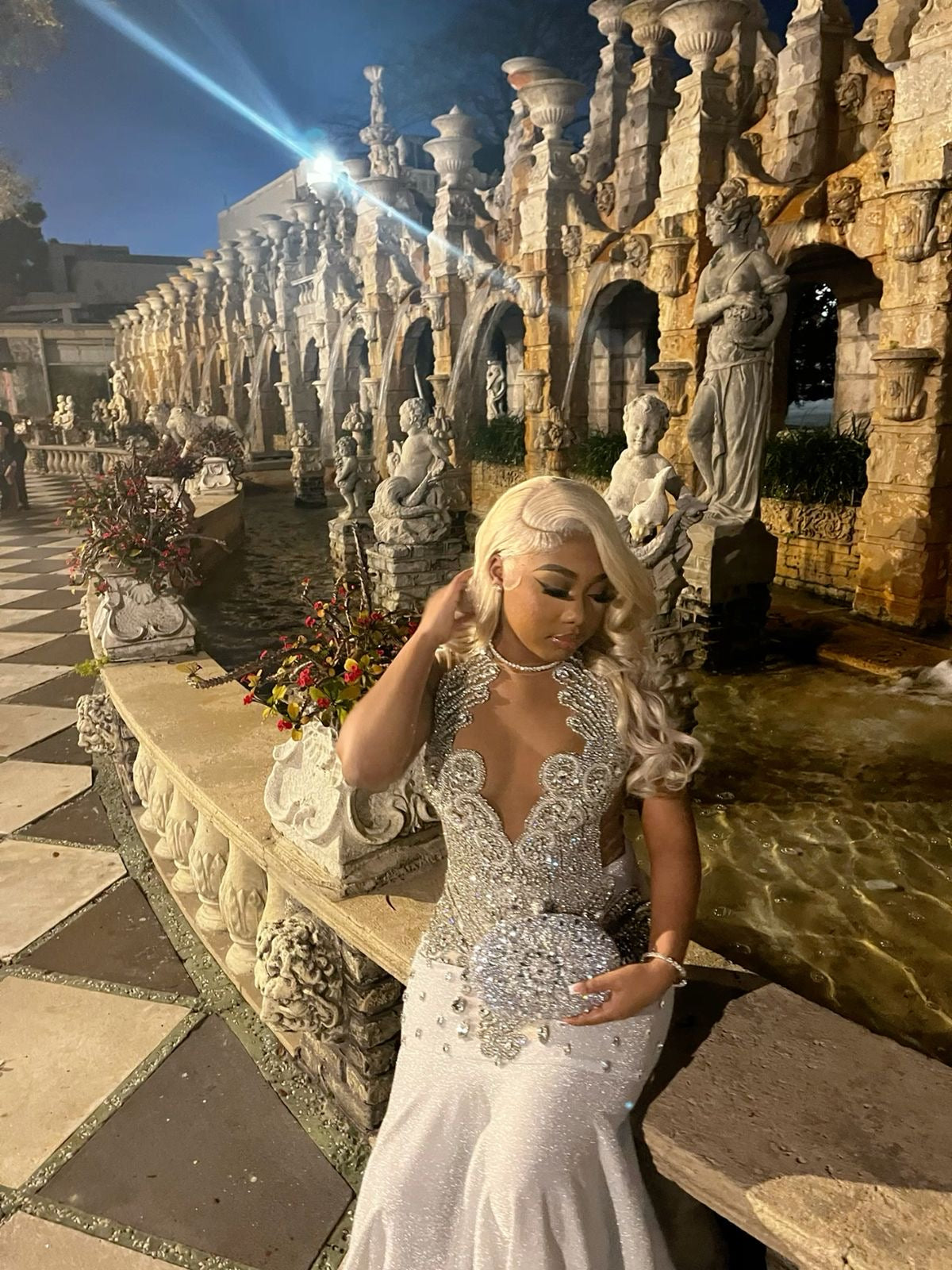 open lace back dress Ice Blue Ball Gown Wedding Dress Elsa Size 2 / White